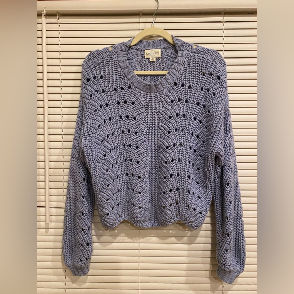 Francesca’s blue scalloped detailed sweater, XS